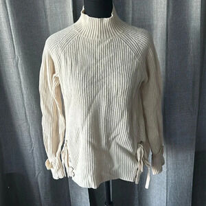 Cream French Connection Tie Sweater
